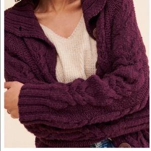 Free People Espresso Cable Knit Cardigan